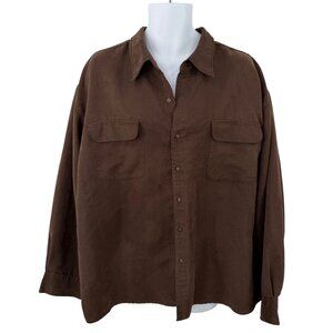 MEN'S SUEDED BUTTON DOWN CHOCOLATE BROWN LONG SLEEVE SHIRT - 3XL (54/56)